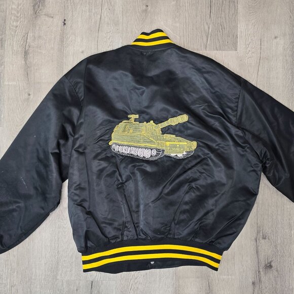 vintage U.S. Army Black & Yellow Embroidered Satin Jacket X-Large Chong Trading - Picture 3 of 9